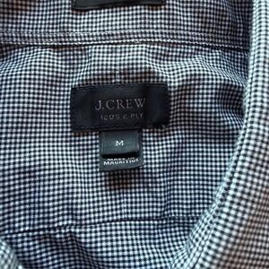 J. Crew Men's Black and White Checkered Dress Shirt